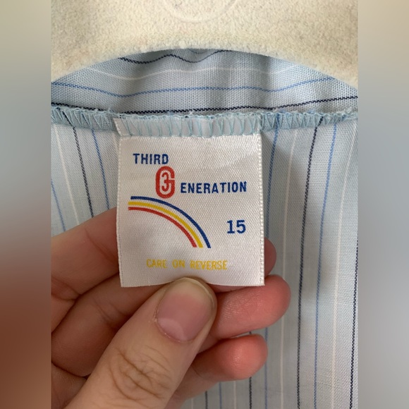 VINTAGE THIRD GENERATION Shirt Blue with Bishop Sleeves Button Down Ruffled - Picture 8 of 9